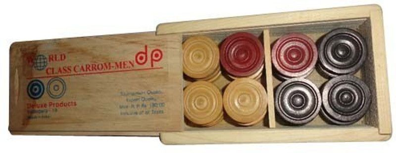 Konex BEST QUALITY OF CARROM COINS IN WOODEN BOX PACKING FOR TOURNAMENT Board Game Accessories Board Game