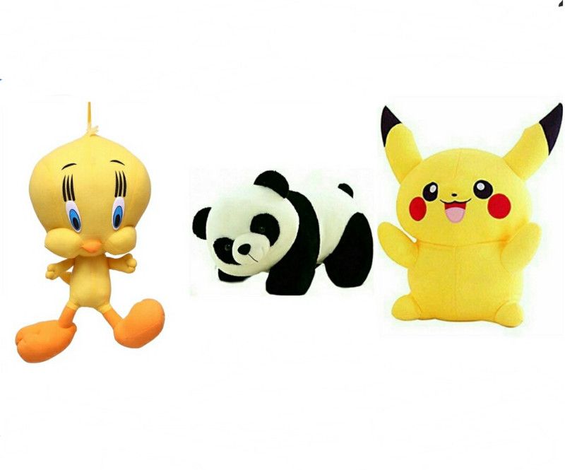 soniya enterprises Pikachu-40cm and panda-40cm and tweety soft toyety - 44 cm  (Yellow, Black, White)