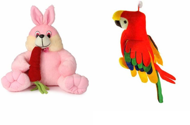 Deals India Deals India Bunny With Carrot - 35 Cm And Musical Parrot (20 cm) - 35 cm  (Multicolor)