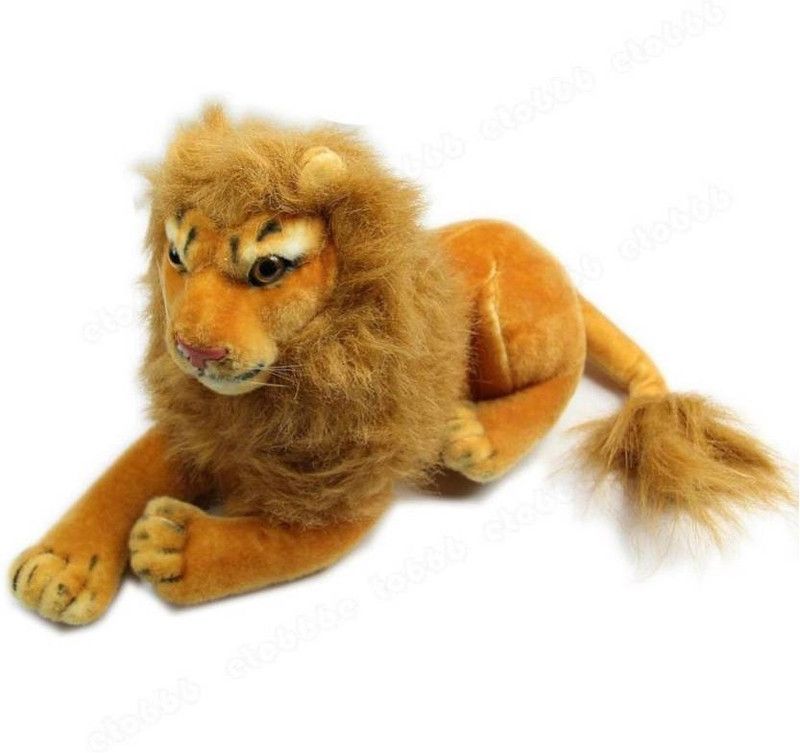 De-Ultimate Stitching Soft Stuffed Toy King of Jungle Lion for Home, Car & Bedroom - 18 cm  (Brown)