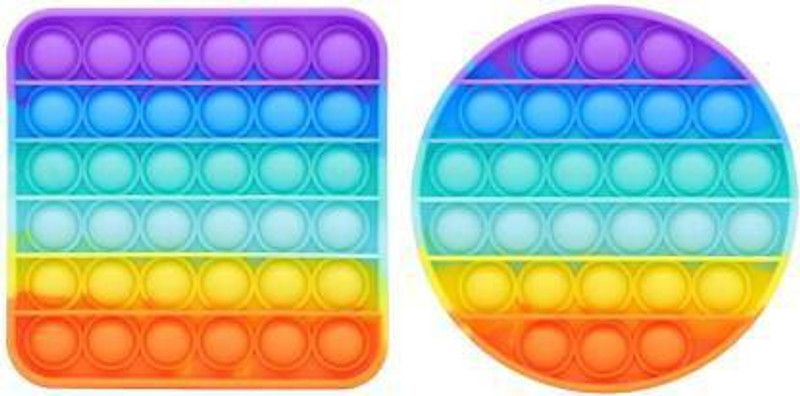 GUNGUN Pop It Fidget Toys(Square Rainbow & Round Rainbow)  (Multicolor)