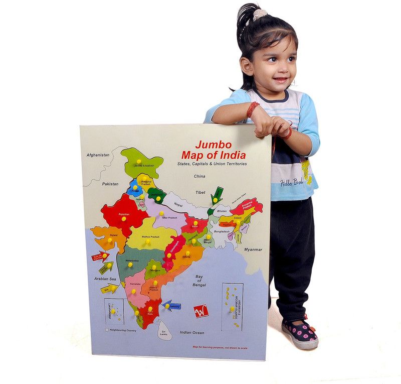 Toyvala Jumbo Size Map Of India Wooden Knowledge Map & Learning Puzzle  (25 Pieces)