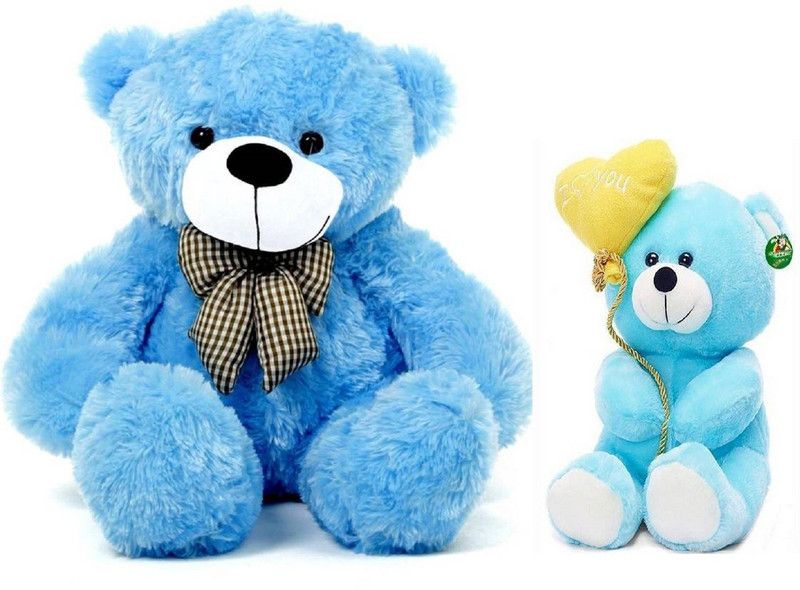 Click4Good Combo Offer 4 Feet Long Cute Blue Teddy Bear & 24Cm Cute Blue i Love You Balloon Teddy Bear - 122.038 cm  (Blue)