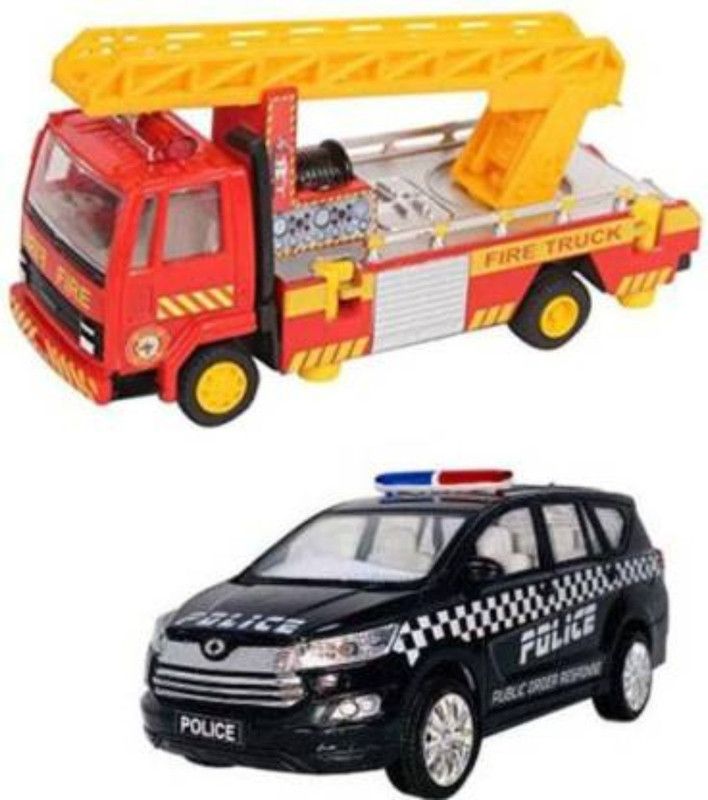VEDANSHI Fire Ladder & Crysta Police Car  (Red, Black, Pack of: 2)