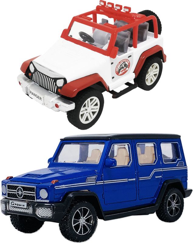 Giftary Pack Of 2 Small Size Made From Plastic Indian Automobile Ranger Adventure Jeep Toy + Indian Benz SUV Car Toys For Boys|Playing Toys For Children|Very Small Size|(2 Combo Offer)  (Multicolor, Pack of: 2)
