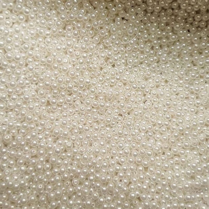 Adhvik (Pack of 100 Gram) 3mm White Moti Ball Pearl Bead DIY Craft Decoration Material
