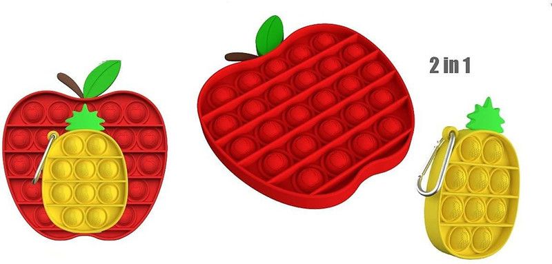 BDJ ENTERPRISE Pop Fidget Sensory Toy Set, Push Bubble Popping It Silicone Game Toy Anxiety Stress Reliever Autism Learning Materials Gift for Kids Teens Adults (Apple 2 in 1) Party & Fun Games Board Game  (Multicolor)