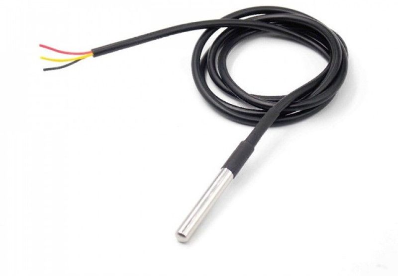 circuitcomponents DS18B20 Water Proof Temperature Sensor Probe Black (1m) Temperature Sensor and Controller Electronic Hobby Kit