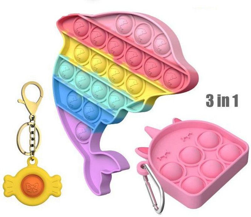 Galactic 3 in 1 Pop It Fidget Toys, Fish kichan Push Pop Bubble Fidget Sensory Toy,Autism Silicone Great Fidget Toy Sensory Toys Novelty Gifts for Adults(Multi Color)  (Multicolor)