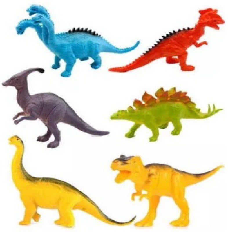 Akvanar Plastic dinosuar figure toy 6inch, 6pc/set  (Multicolor)
