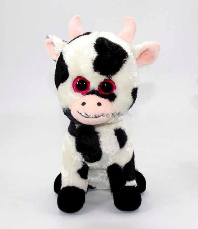 QBIC Stuffed Cow Soft Plush Toy with Big Eyes / Cute Cartoon Character Animal Toy - 30 cm  (Multicolor)