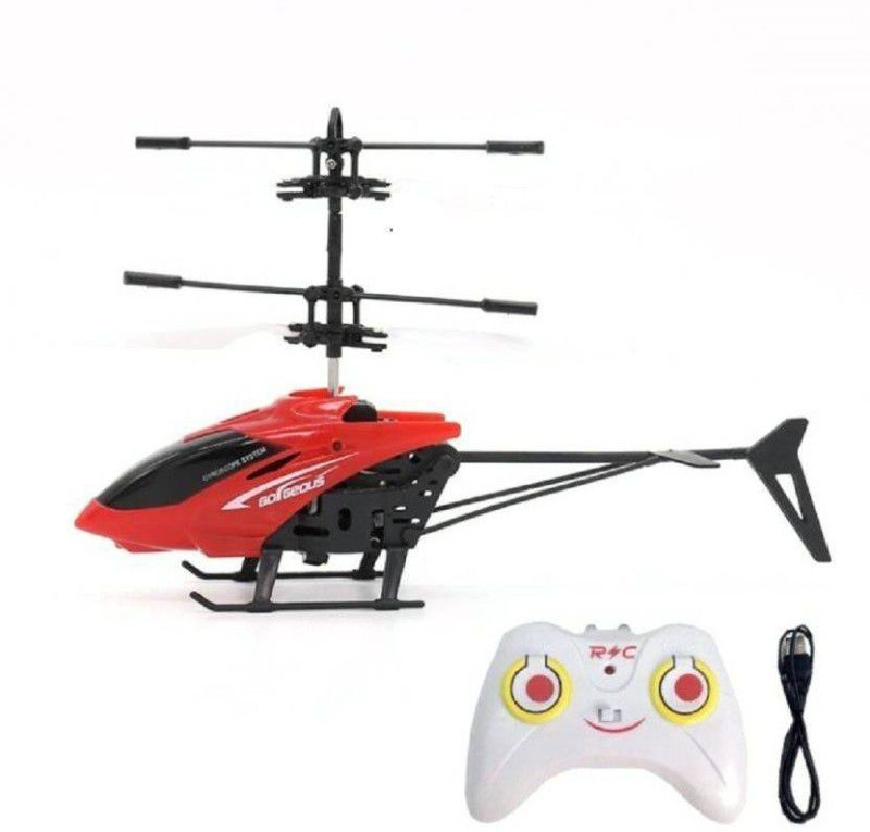 Kiskeya Remote control and sensor with hand helicopter 2 in 1  (Red)