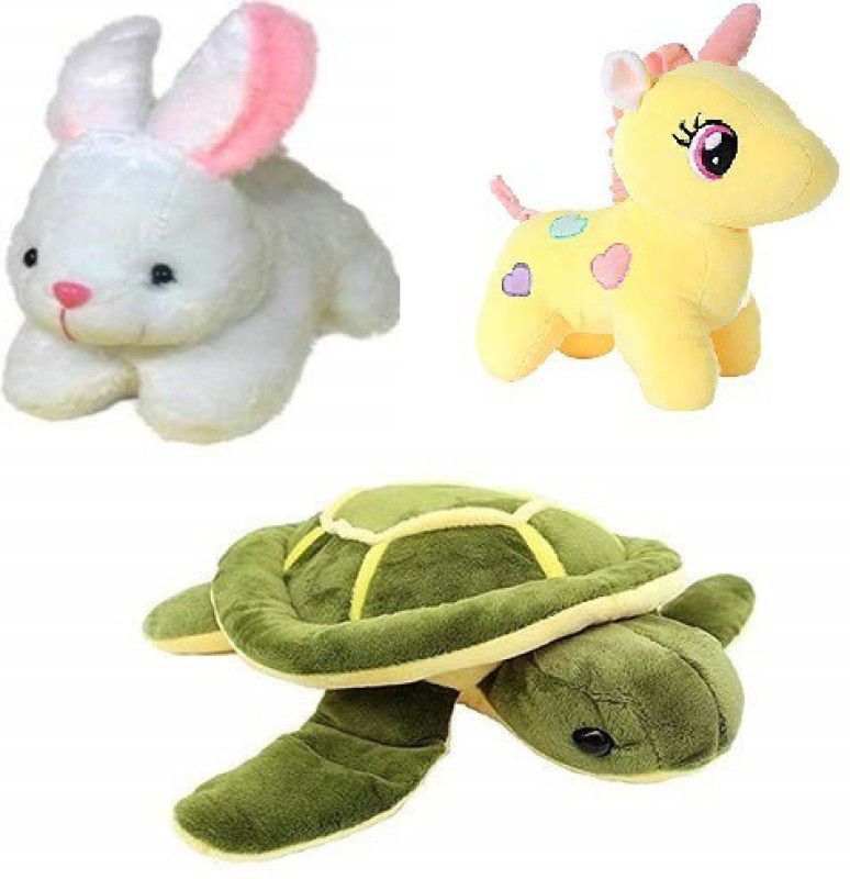 AURA SPACE Gift Basket Stuffed Soft Animal Toy for Kids Combo of Rabbit,Unicorn,Tortoise - 13 cm  (Multicolor)