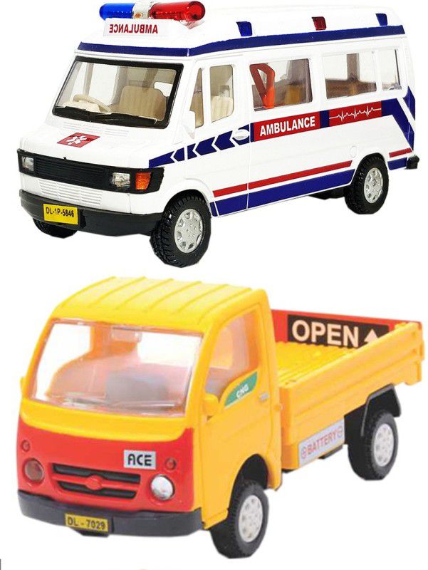 STYLO 2 Combo Pull Back Ace Fright & TMP Ambulance Toy Car  (White, Yellow, Pack of: 2)