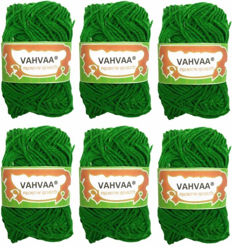 vahvaa Hand Knitting Art Craft Needle Knitting Thread Dyed Light Green Color Pack of 6