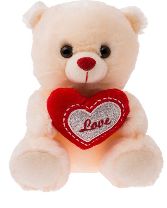 Dimpy Stuff Bear with Love heart - 21 cm  (Beige)