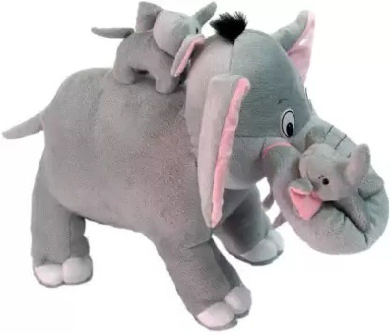 Rishabh Grey Elephant with baby - 40 cm - 40 mm  (Grey)