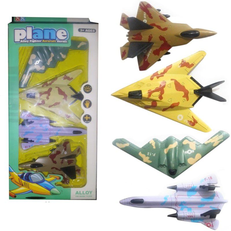 HALO NATION Alloy Fighter Aircraft Series Toy , Airplane Toys Set die cast Metal Military Fighter Jets for Kids boy Pullback Plane Model Pack of 4  (Multicolor, Pack of: 4)