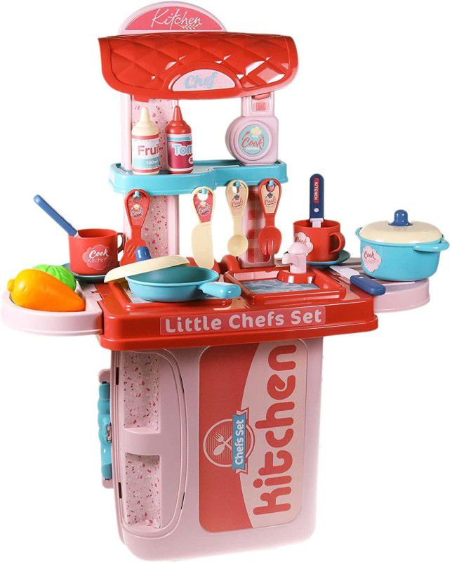 MIRTONICS 3 in 1 Kitchen Suitcase for Kids Mini Kitchen Play Set