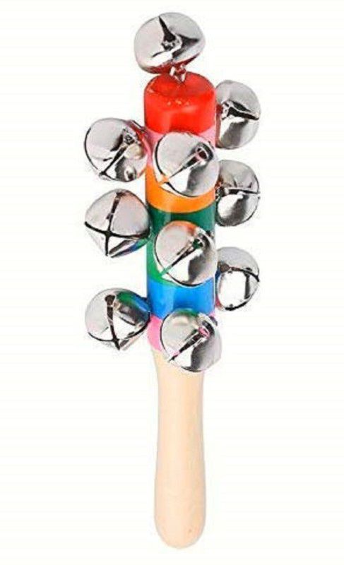 WOODIC Wooden handmade beautiful baby rattle/ jhunjhuna stick with bells.( Multicolor) Rattle  (Multicolor)