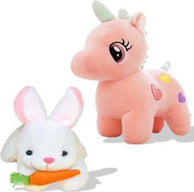 True Basket Cute & Attractive Unicorn With Rabbit(Combo) For Kids(Pink)-24Cm - 24 cm (Multicolor) - 24 cm  (Multicolor)