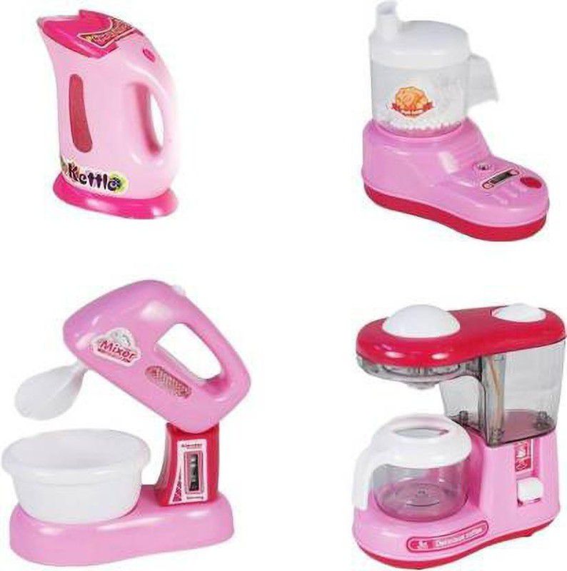 Tenmar Battery Operated Pink Household Home Appliances Kitchen Play Sets Toys For Girls