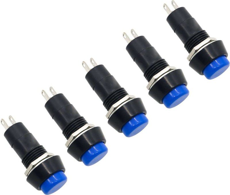 Electronic Spices Momentary Push To On Button Blue Color Horn Switches Pack Of 5pcs Electronic Components Electronic Hobby Kit