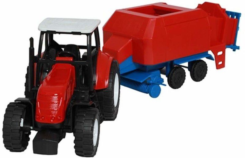 NEW RAY 1:32 Scale, Die Cast Tractor W/ Trailer  (Red, Blue, Pack of: 1)