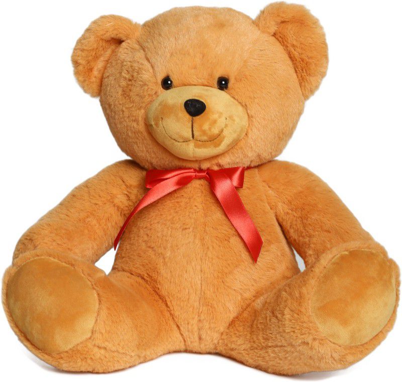 Mupkin Brown Teddy Bear -Big- Red Ribbon at Neck Plush Toys - European Standard - 35 cm  (Brown)