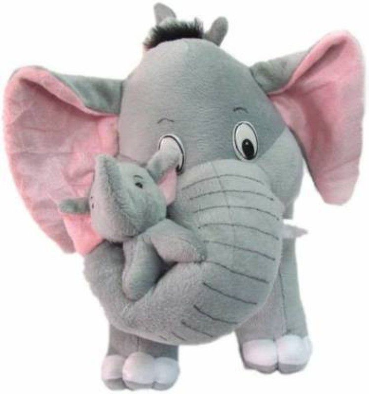BestLook Mother Elephant With Two Babies - 40 cm  (Grey)
