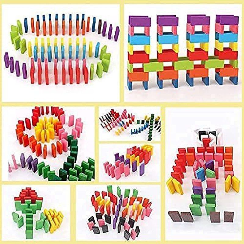 Fronted Wooden Creative Domino Block Educational Buliding Game 420 pcs Imported 12 Color  (Multicolor)
