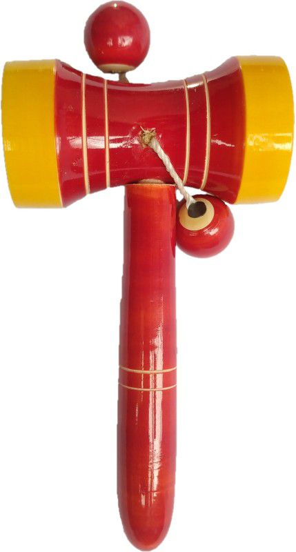 iOrganizo Eco friendly handcrafted Wooden damaru Baby rattle jhunjhuna toy for kids infant Rattle  (Red, Yellow)