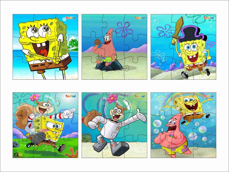 Todfod Wooden Jigsaw Puzzles Sponge BobBob Anime Cartoon Characters For Kids 54 Pieces  (54 Pieces)