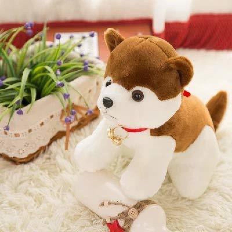 Unnati collection Dog Soft Toy Husky Super Soft Animal Soft Toys - 30 cm  (Brown)