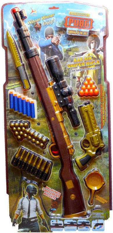 Nextbuye PUBG Gun KAR 98K Sniper Rifle with Knife & Pistol Guns & Darts  (Multicolor)