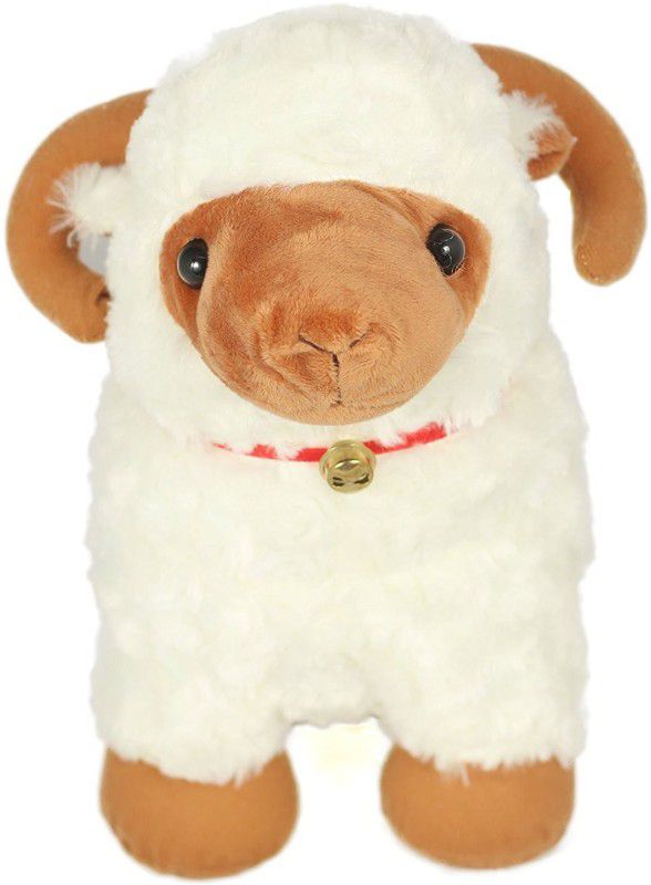 Unnati collection Cute Sheep Bell Plush Stuffed Animal Toy.Stuffed Soft Plush Toy Sheep - 30 cm  (White)