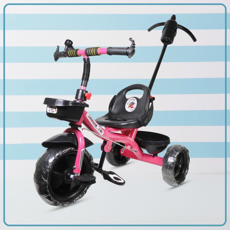DIYANK DY PINK HANDLE FRONT AND BACK BASKET FOR CHILDREN-O9 Tricycle  (Pink, Black)