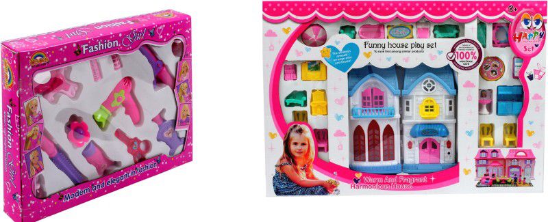 toysons My first set of Doll House no. 2 with cute and colourfull Fashion Girl Accessories for Beauty Girls Play Set  (Multicolor)