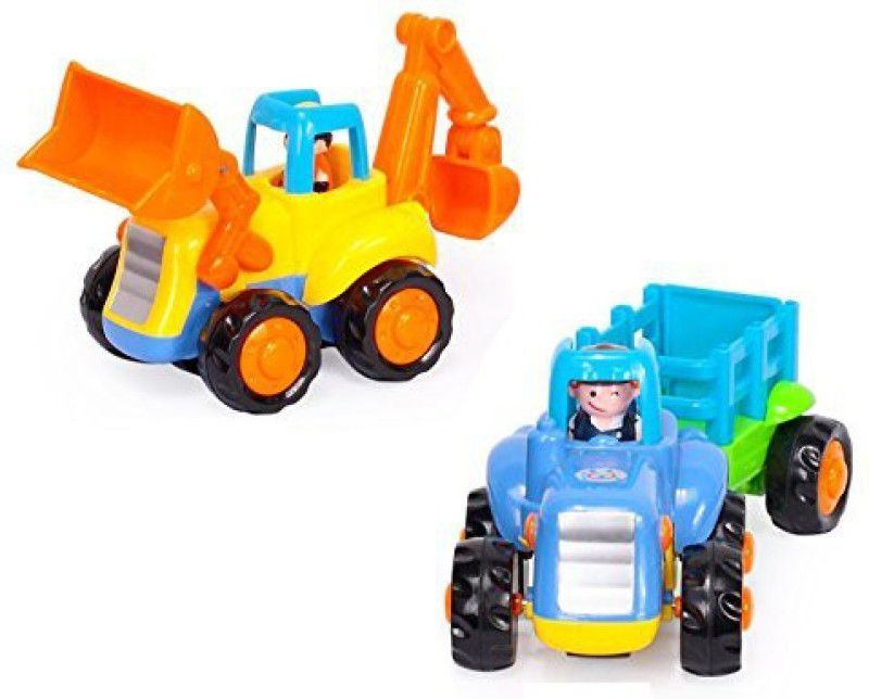 LODESTONE Friction Powered Cars Push and Go Construction Vehicles Toys for Toddlers Including Tractor, Buldozer, Toys Play Set ( Pack of 2 )  (Multicolor, Pack of: 2)