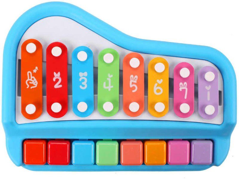 Bal samrat Baoli 2 In 1 Piano and Xylophone Toy Musical for Kids Multicolored 8 Keys Mini Percussion Glockenspiel Instrument with Music Cards  (Multicolor)