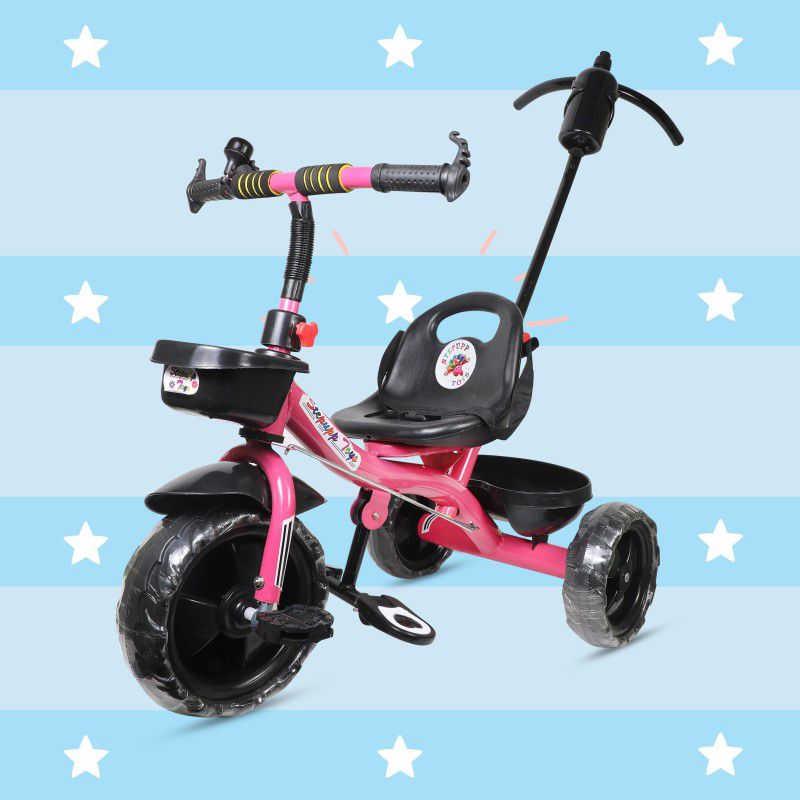 DIYANK DY PINK HANDLE FRONT AND BACK BASKET FOR TODDLERS-04 Tricycle  (Pink, Black)