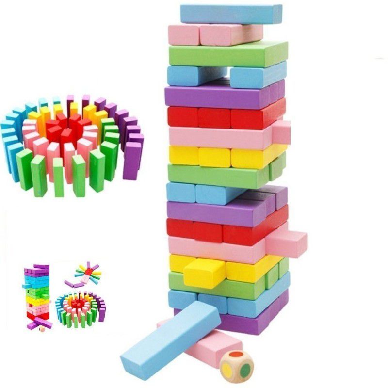 Kavid Wooden Tumbling Tower 48 Piece 24 cm  (Multicolor)