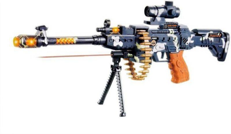 pari enterprises Army Style Toy Gun for Kids with Music, Lights and Laser Light Guns & Darts  (Multicolor)