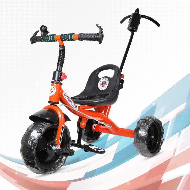 DIYANK DY ORANGE COLOR PARENT HANDLE FOR CHILDREN AND KIDS-12 Tricycle  (Orange)
