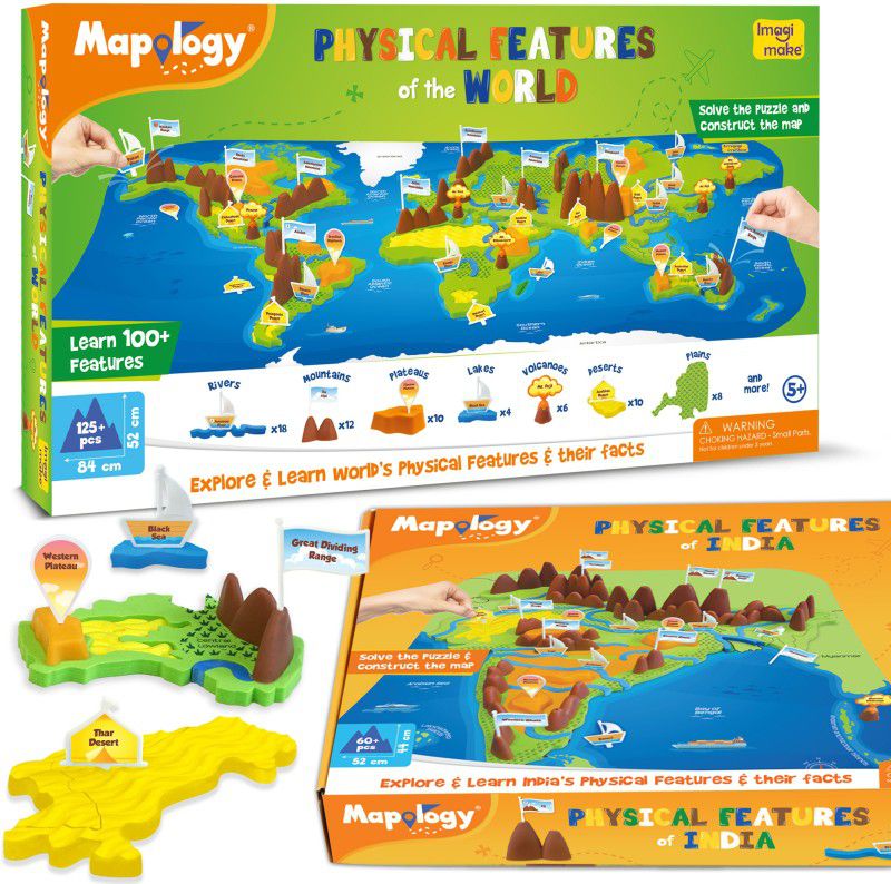 Imagimake Mapology Kit – Physical Features of India & World  (249 Pieces)