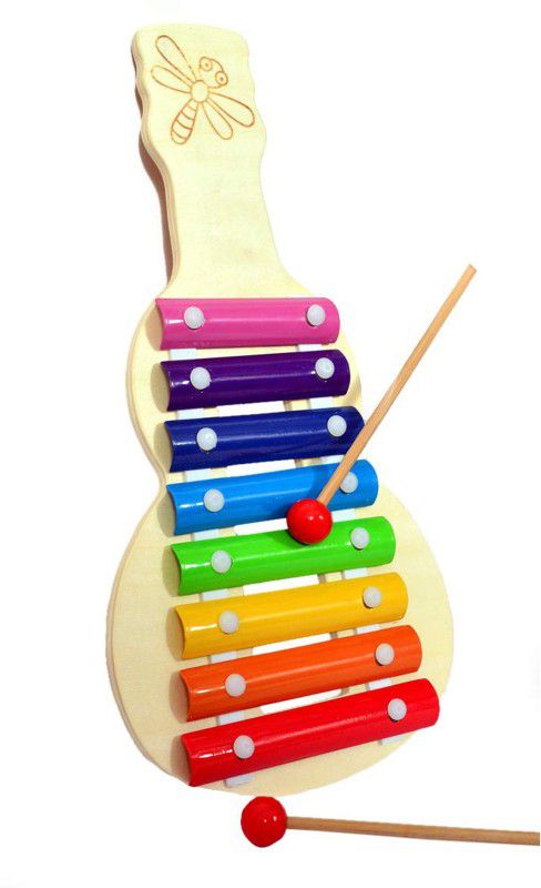 poksi Xylophone with 8 Nodes 2 Mallets | Birthday Return Gift Toddlers 6 Months +  (Beige)