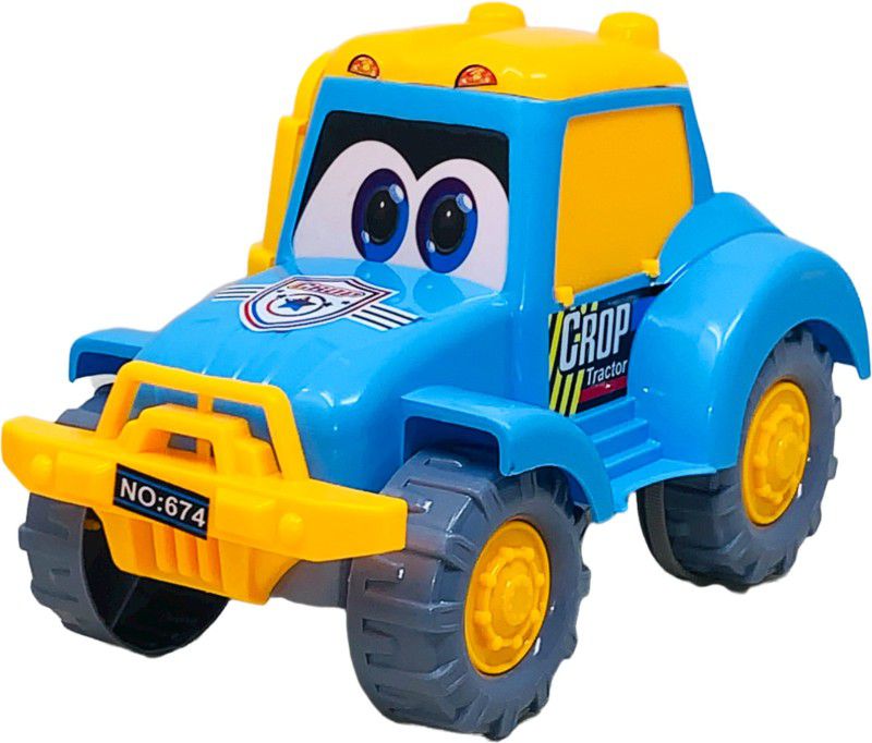 Giftary Kids Jumbo Size Cartoon Crop Tractor With Hand Push & Go Toys  (Blue, Pack of: 1)