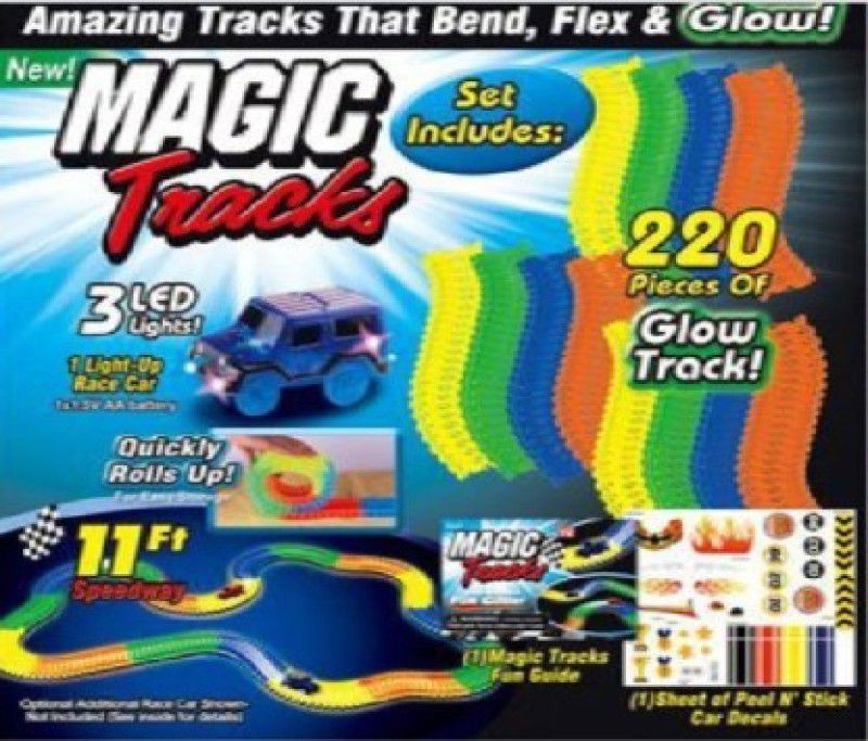 Anshienterprises A2A Magic Race Bend Flex and Glow tracks-220 Pieces,Plastic Magic 11 feet  (Multicolor, Pack of: 1)