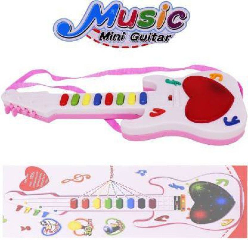 migwow Mini Guitar With Musical Rhymes Sound And 3D LED Light | Battery Operated | Musical Instrument | Electric Keyboard | Lighting Toys | Best Gift For Kid | Size:12 Inches | Package Content: Guitar (Multicolor)  (Multicolor)