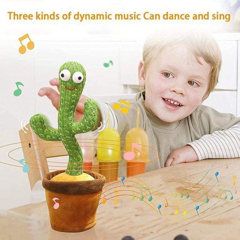 Galox Singing Cactus Toy with Mimicking Cactus Plush Electric Toys, Recording Repeating and Follow You Speak USB Rechargeable for Kids Funny, Home Decoration  (Green)